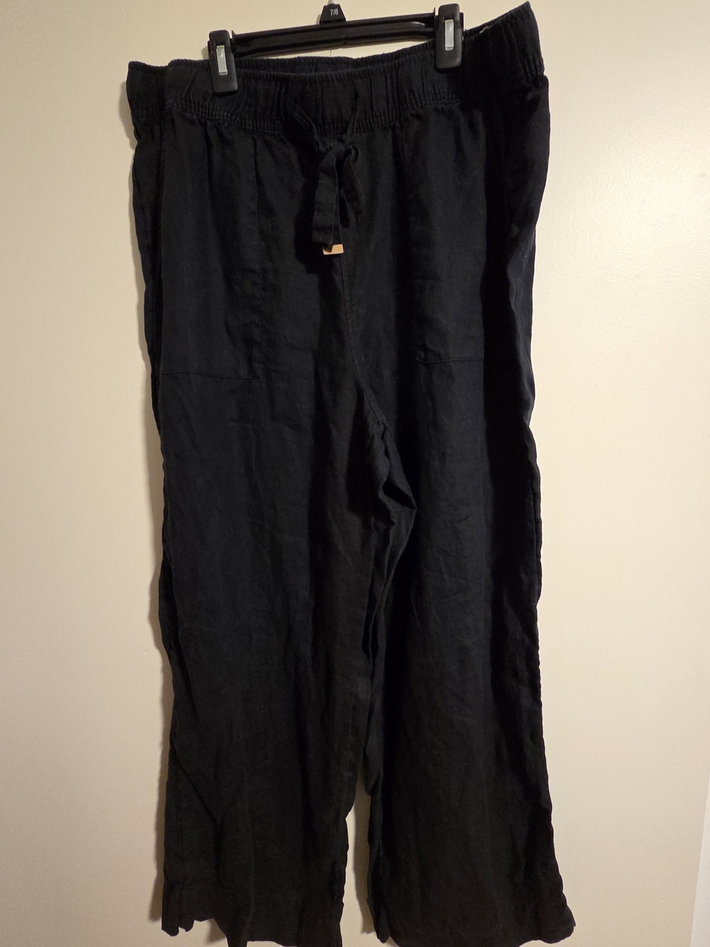 Womens Wide Leg Joie Black Linen Drawstring Chinos